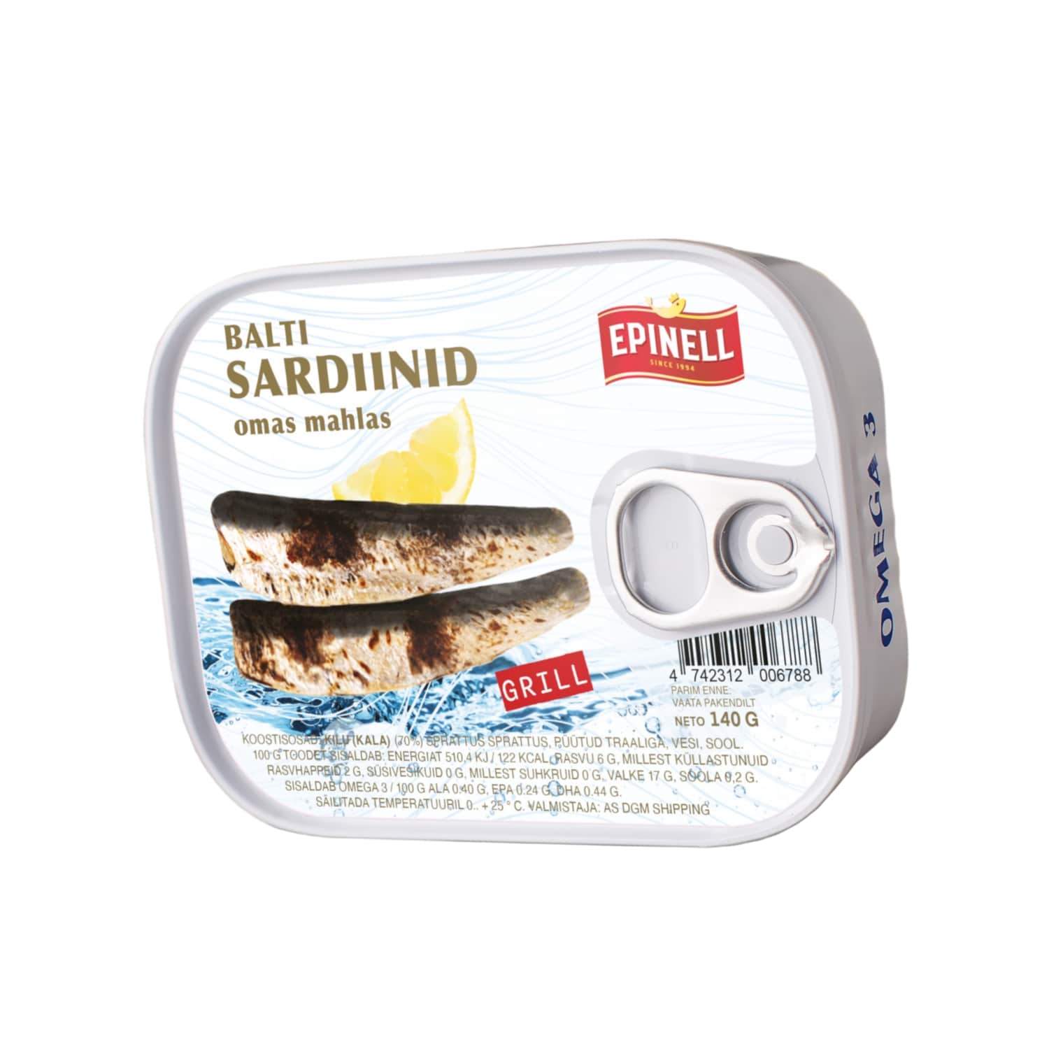 Grillitud sardiinid omas mahlas 158g/140g