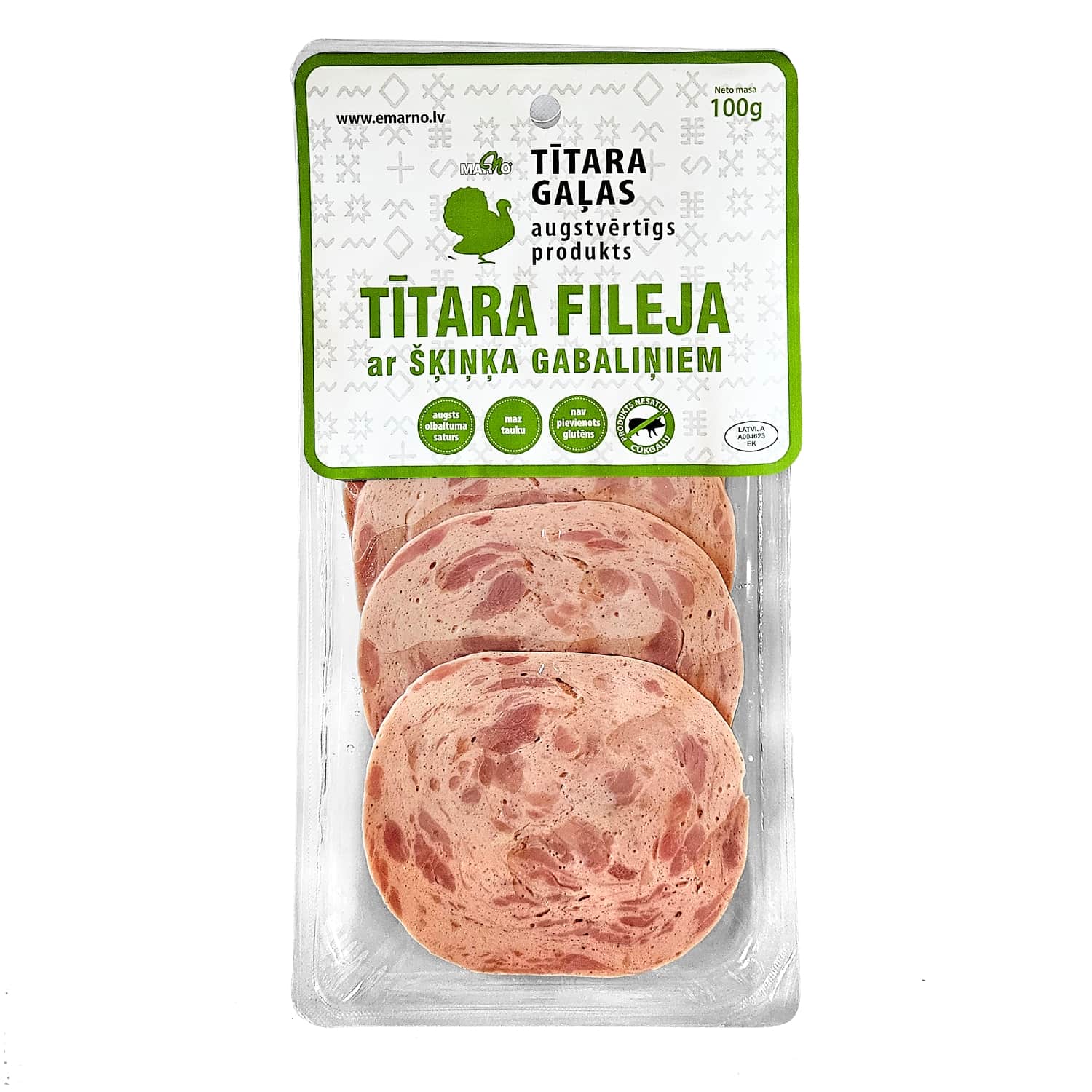 Tītara fil.desa Marno ar šķiņķa gab.100g