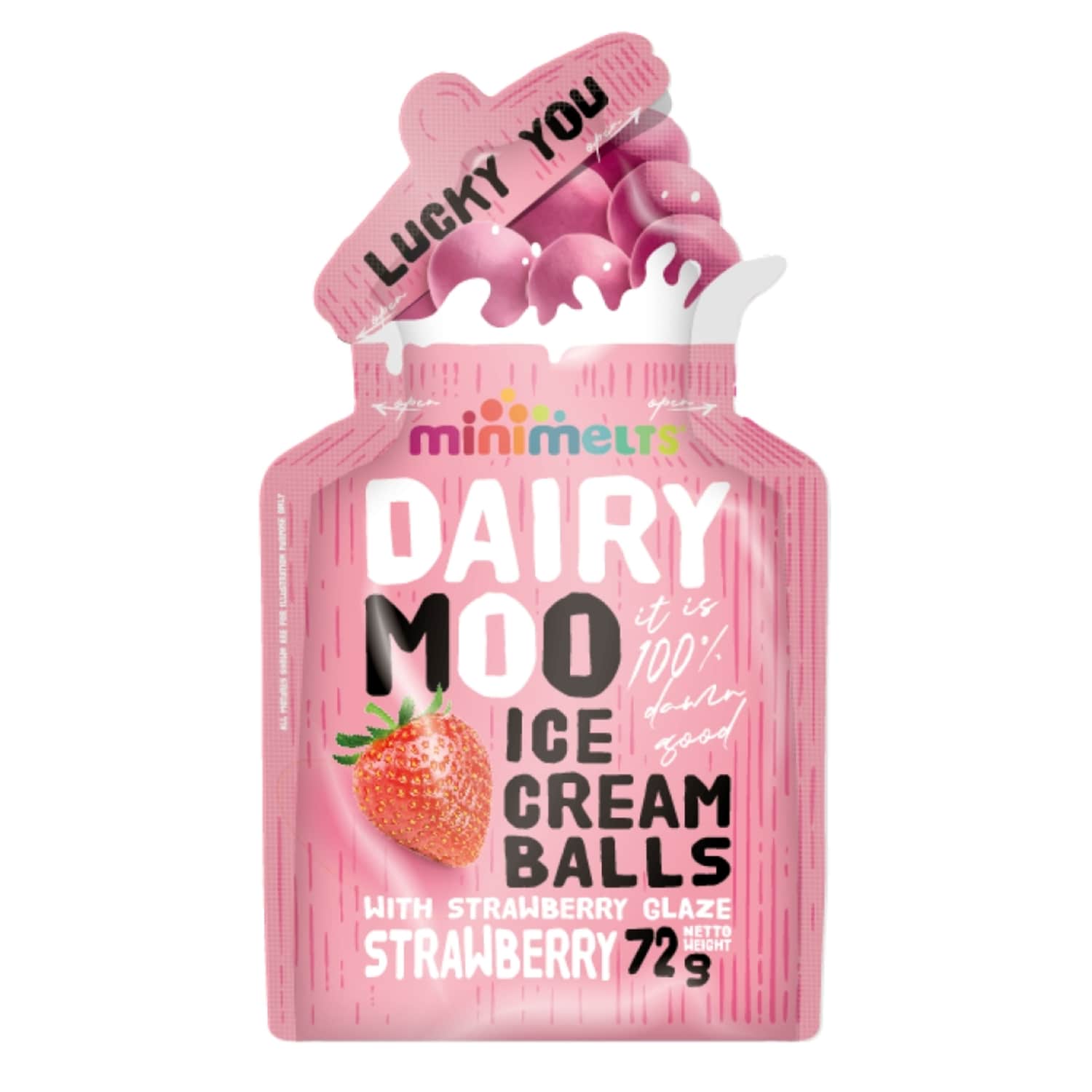 Saldējums Mini Melts Zemeņu bumbiņas 72g