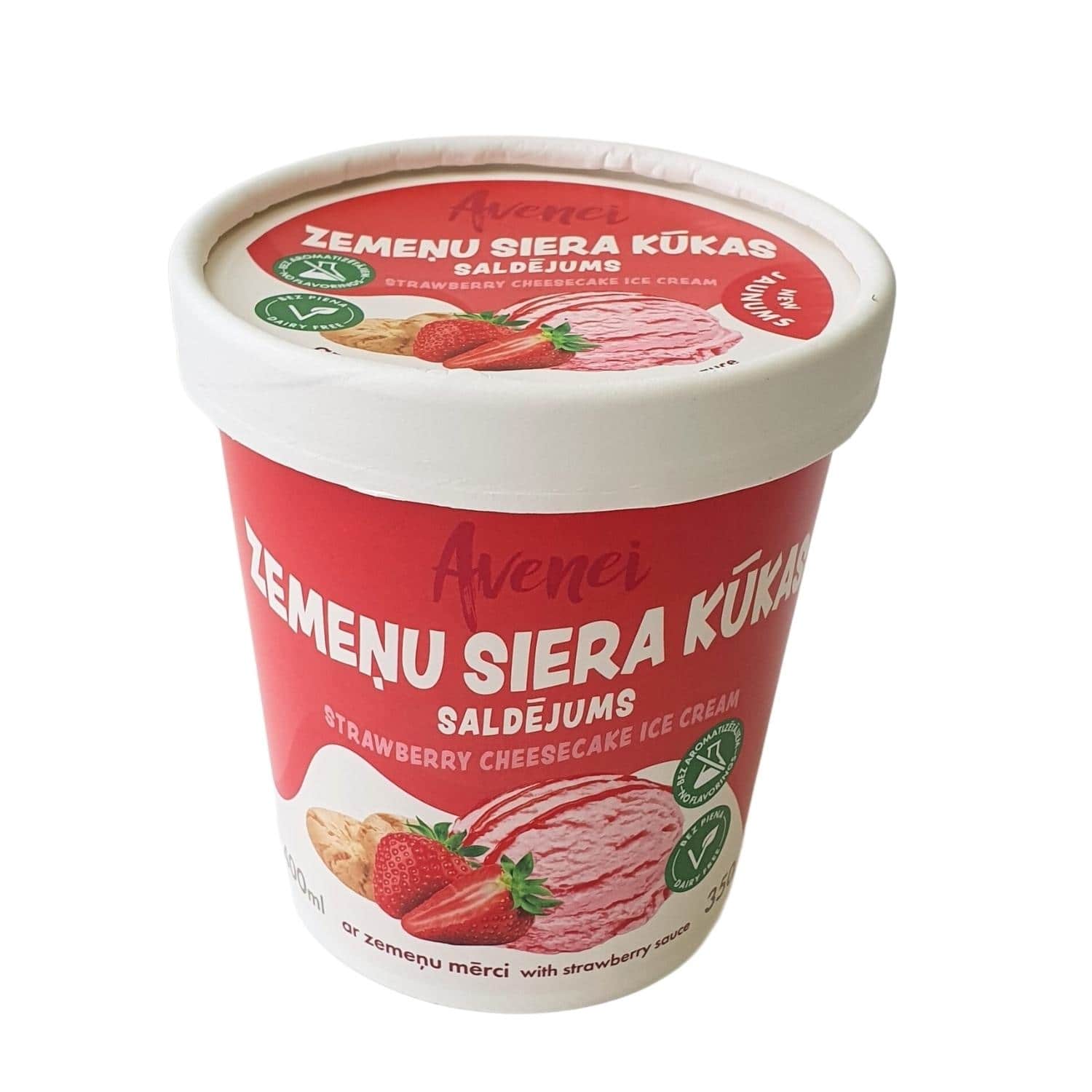 Saldējums Zemeņu siera kūka, veg. 350g/400ml