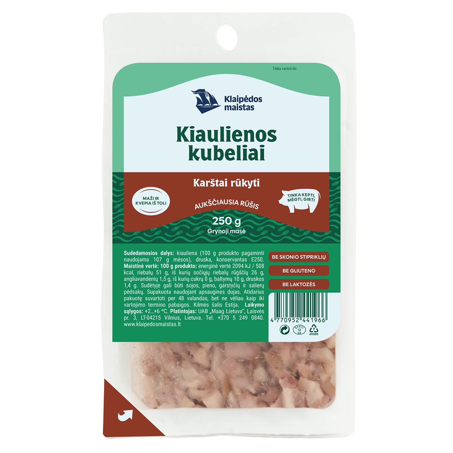 Karštai rūkyti kiaulienos kubeliai, a.r.,250g