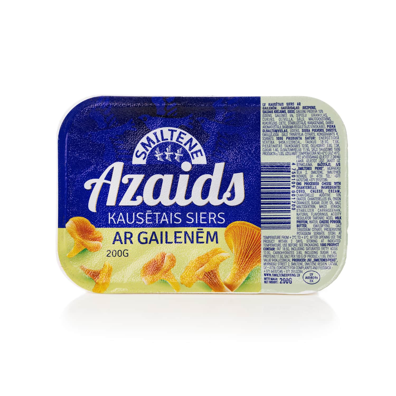 Kausētais siers Azaids ar gailenēm 45% 200g