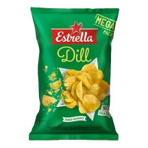 Vingiuoto pjaustymo bulvių traškučiai ESTRELLA su krapais, 250 g