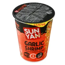 Greitai paruošiami makaronai česnakinės krevetės skonio SUN YAN, 65 g