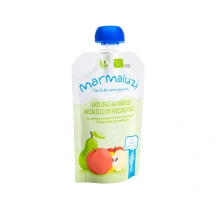 Ekologiška obuolių kriaušių ir persikų tyrelė MARMALUZI, 90 g