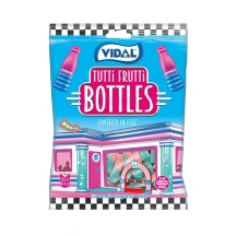 Vaisių skonio rūgštūs guminukai VIDAL TUTTI FRUTTI BOTTLES, 90 g