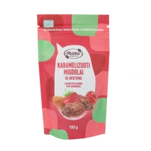 Karamelizuoti migdolai su avietėmis, 100 g