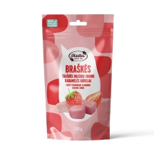 Traškūs braškių skonio karamelės kubeliai RŪTA BRAŠKĖS, 120 g