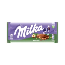 Pieninis šokoladas su smulkintais lazdynų riešutais MILKA, 90 g