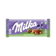 Pieninis šokoladas MILKA su sveikais lazdynų riešutais, 95 g