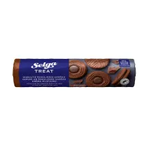 Dviejų sluoksnių šokolado skonio sausainiai SELGA su šokolado skonio kremo įdaru, 205 g