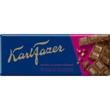 Pieninis šokoladas su razinomis ir lazdyno riešutais KARL FAZER, 180 g