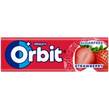 Becukrė braškių skonio kramtomoji guma su saldikliais ORBIT STRAWBERRY, 14 g