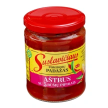 Aštrus SUSLAVIČIAUS pomidorų padažas su 5 rūšių pipirais, 500 g
