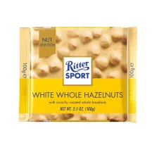 Baltasis šokoladas RITTER SPORT su neskaldytais riešutais, 100 g