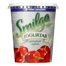 Jogurtas su vyšnių gabaliukais SMILGA, 3,3 % rieb., 380 g