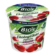Ekologiškas jogurtas be laktozės su vyšniomis BIOS, 3,1 % rieb., 125 g