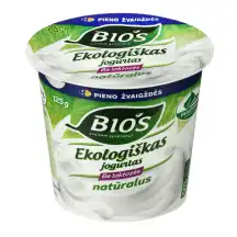 Ekologiškas jogurtas be laktozės BIOS, 3,8 % rieb., 125 g