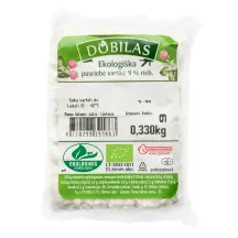Ekologiška pusriebė varškė DOBILAS, 9 % rieb., 330 g