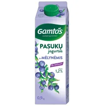 GAMTOS pasukų jogurtas su mėlynėmis, be laktozės, 1,2 % rieb., 900 g