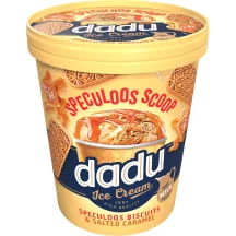 Grietininiai ledai DADU su sūrios karamelės, sausainių įdaru, 315 g