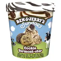 Valgomieji ledai su šokoladiniais sausainiais ir šokolado gabaliukais B&J SUNDAE COOKIE VERMONT- STER, 427 ml / 324 g