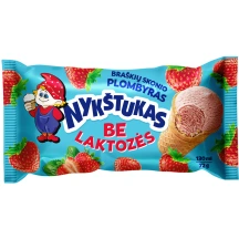 Braškių skonio plombyras be laktozės NYKŠTUKAS vafliniame puodelyje, 130 ml / 72 g