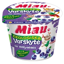 Ekologiška varškytė MIAU su mėlynėmis, 6,0 % riebumo, 100 g
