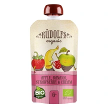 Ekologiška vaisių tyrelė su grietinėle RŪDOLFS, nuo 6 mėn, 110 g