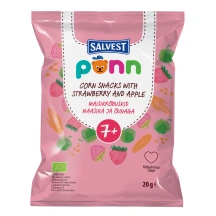 Ekologiškas kukurūzų užkandis su braškėmis ir obuoliais PONN, 7 mėn, 20 g
