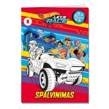 Spalvinimo knyga HOT WHEELS. SPALVINIMAS SU LIPDUKAIS, 3-6 m.