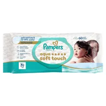 Kūdikių servetėlės PAMPERS AQUA SOFT TOUCH, 60 vnt.