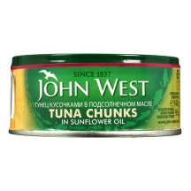 Tunų gabaliukai aliejuje JOHN WEST, 145 g