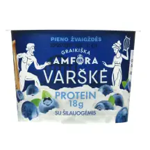 Varškė su šilauogėmis be laktozės GRAIKIŠKA AMFORA PROTEIN, 0,8% rieb., 200 g