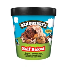 Šokoladiniai, vaniliniai valgomieji ledai su šokoladinio pyrago mase ir šokoladinių sausainių tešlos gabalėliais BEN&JERRY'S, 465 ml / 406 g