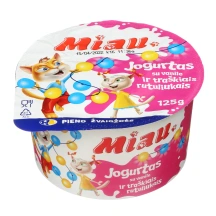 Jogurtas su vanile ir traškiais rutuliukais MIAU, 5 % rieb., (115 + 10), 125 g