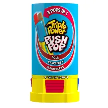 Karamelė BAZOOKA TRIPLE POWER PUSH POP, 34 g