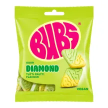 Vaisių skonio rūgštūs saldainiai BUBS, 155 g