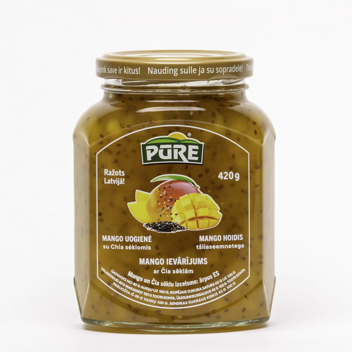 Ievārījums Pūre mango ar čia sēklām 420g
