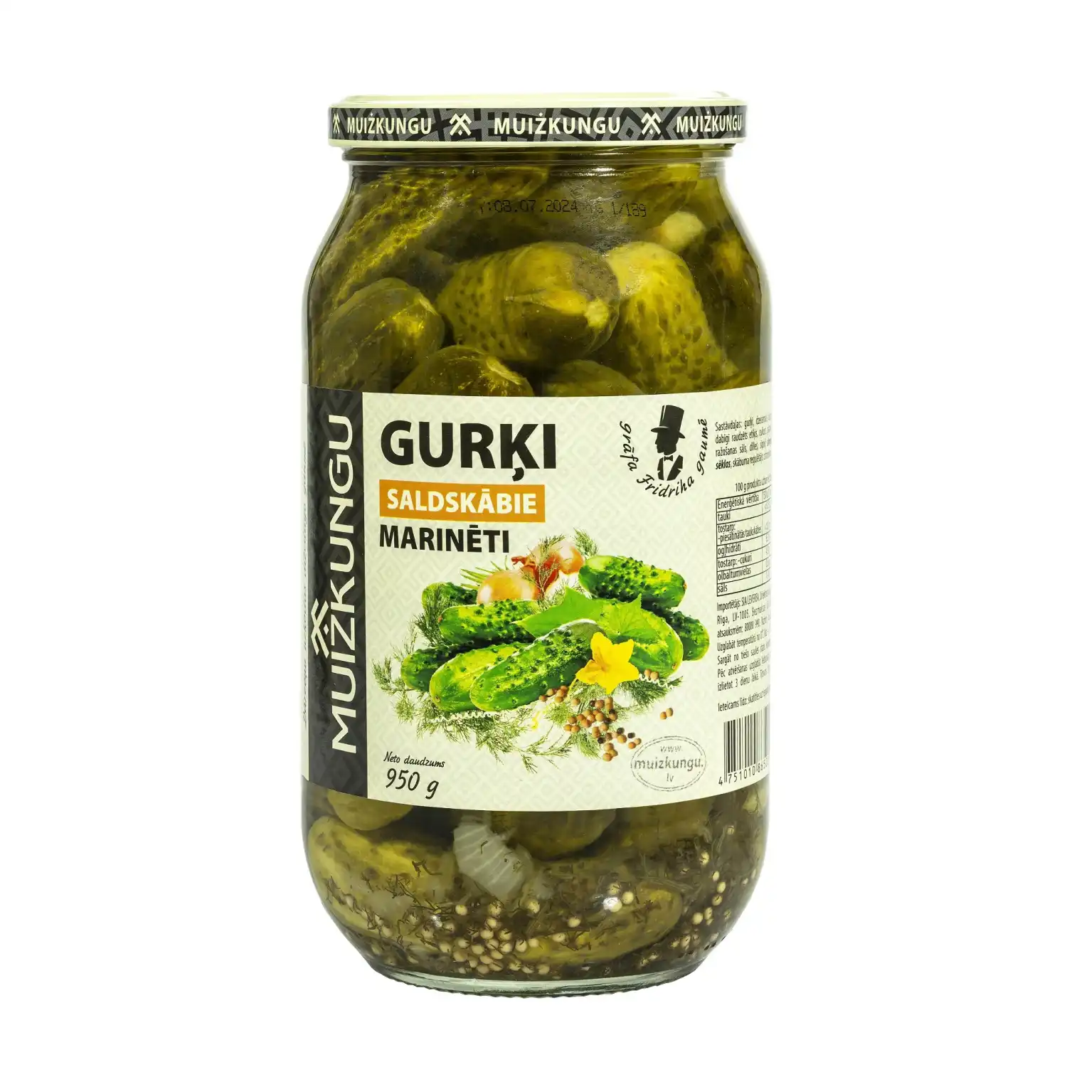 Marin.gurķīši Muižkungu Saldskābie 950g/510g