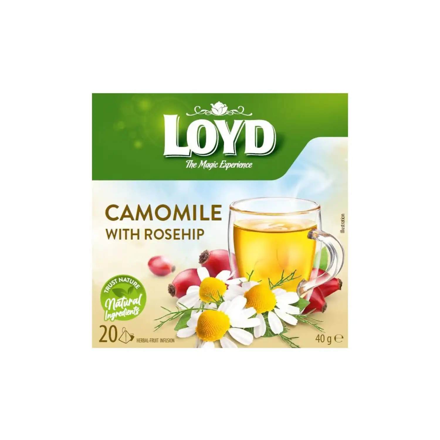 Ramunėlių ir erškėtuog. arbata LOYD, 20 x 2 g