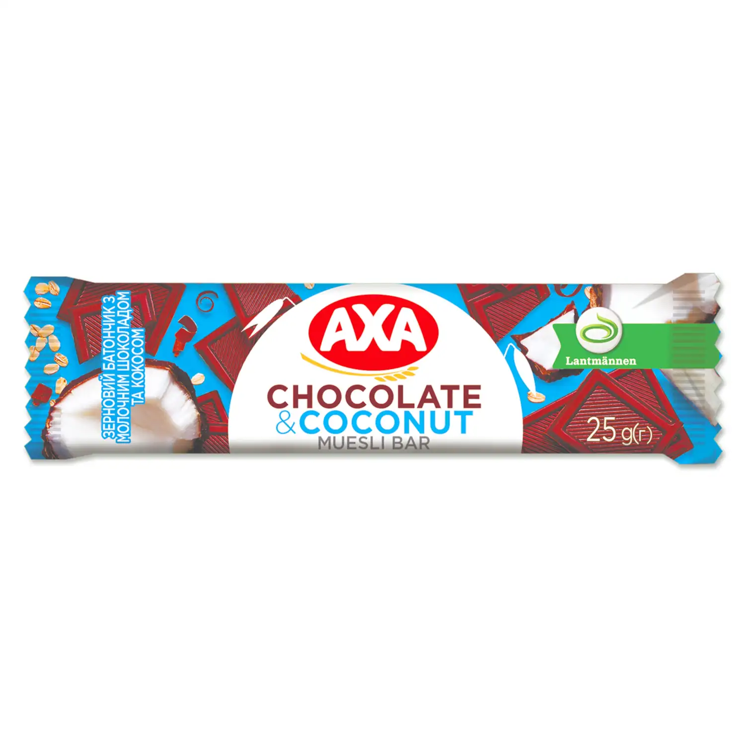 Batoniņš Axa ar piena šok. un kokosr. 25g