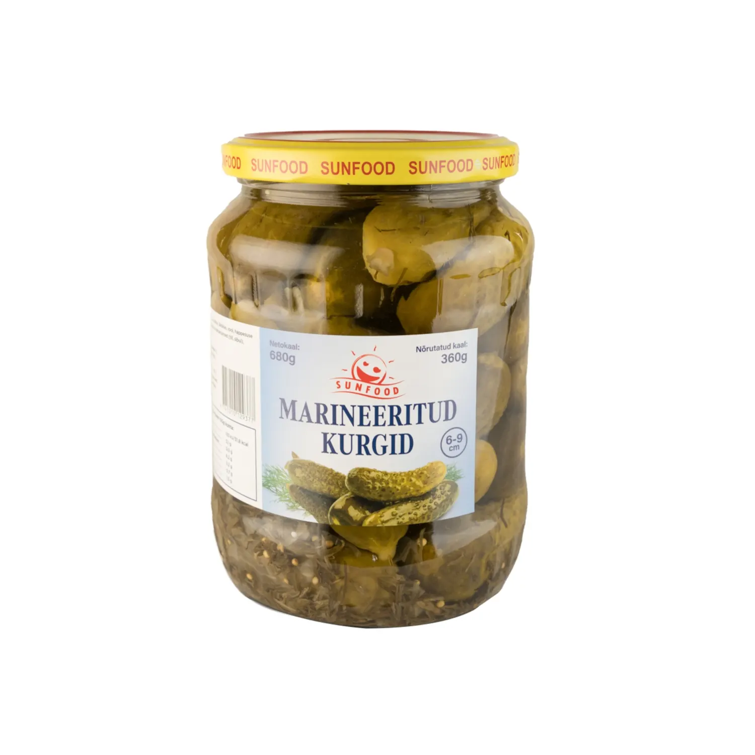 Kurgid marineeritud 6-9cm Sunfood 680g/360g