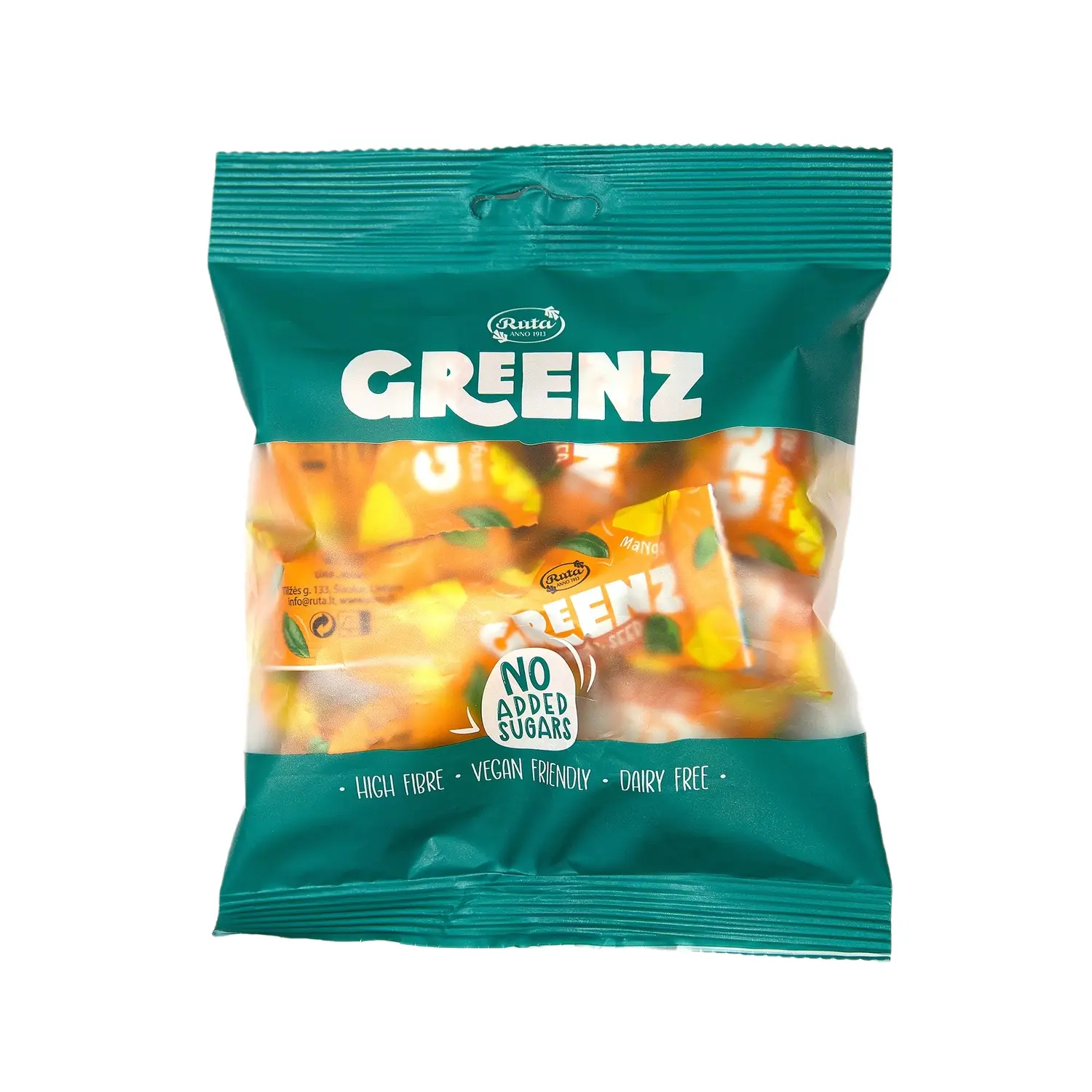 Vaisių ir sėklų užkand. GREENZ MANGO, 110 g