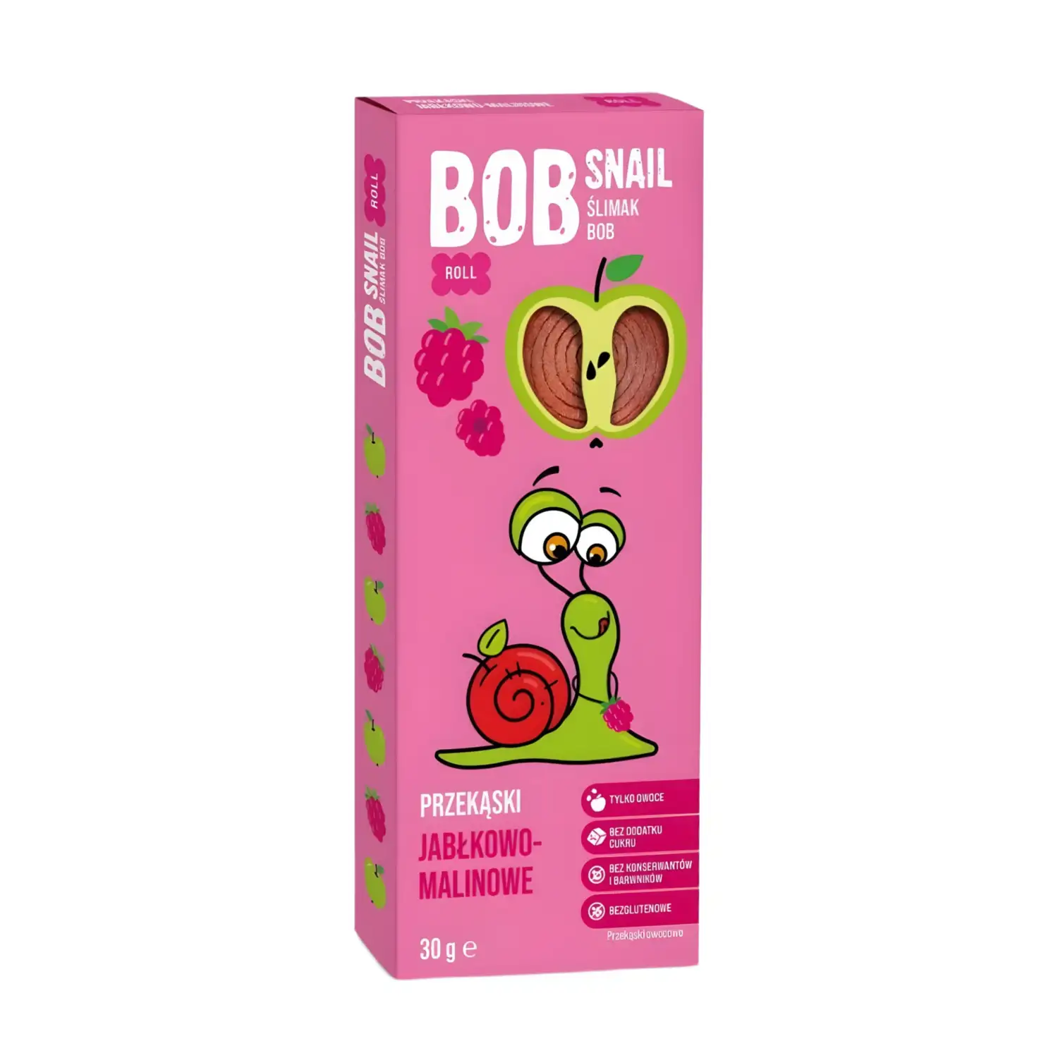 Augļu konfe.Bob snail ābolu,aveņu rullīši 30g