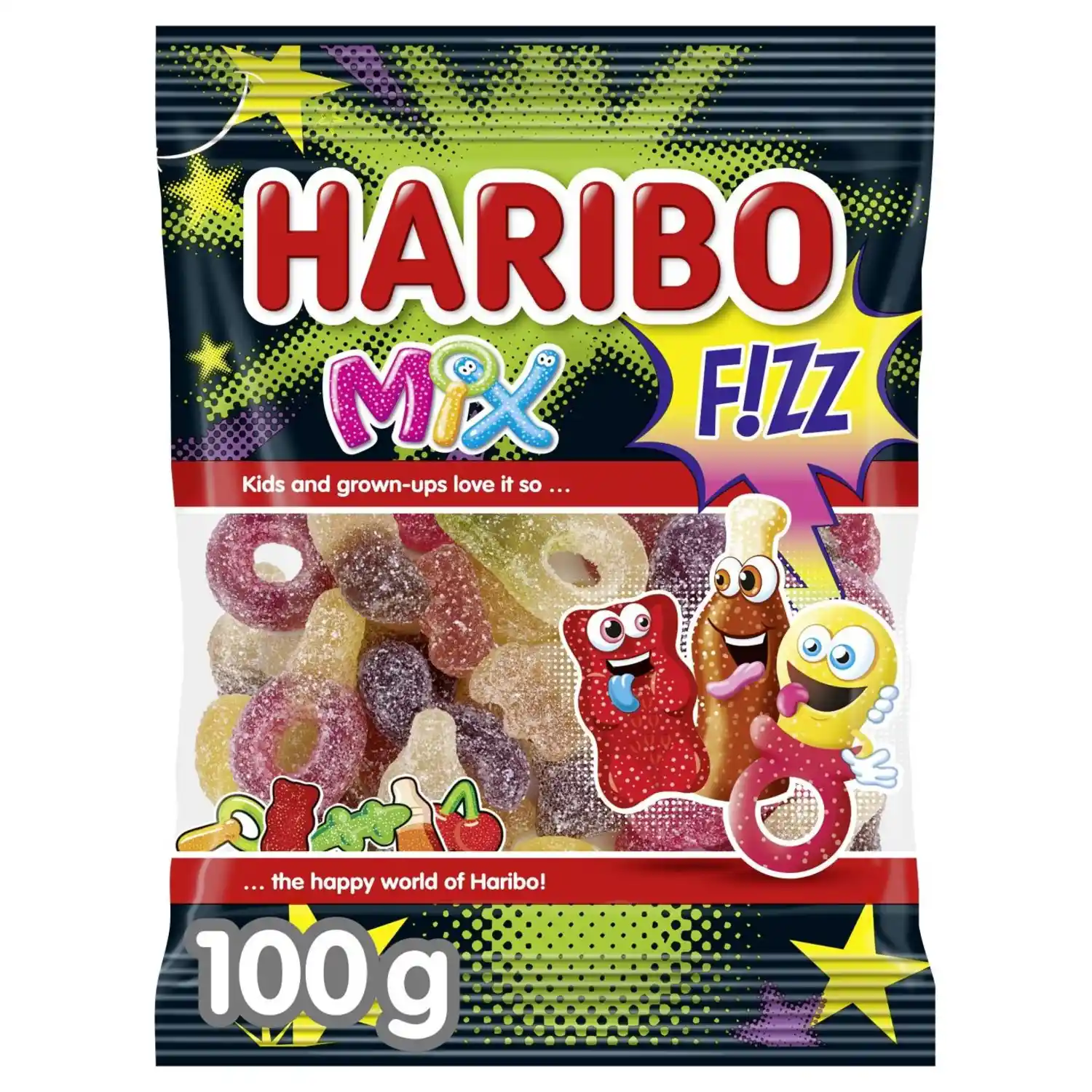 Želejk. Haribo Mix Fizz Sour augļu garša 100g