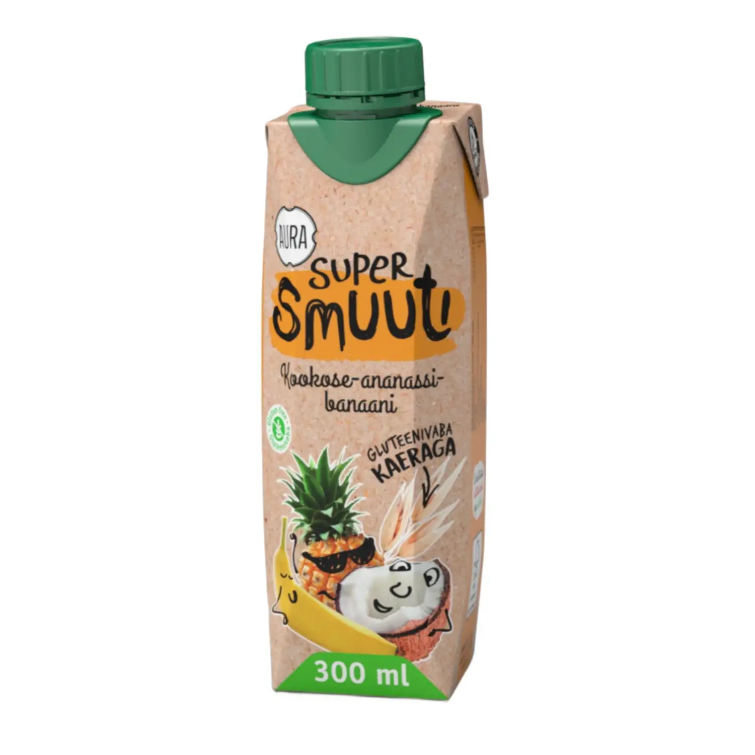 Supersmuuti Aura kookos-ananass-banaan 0,3l