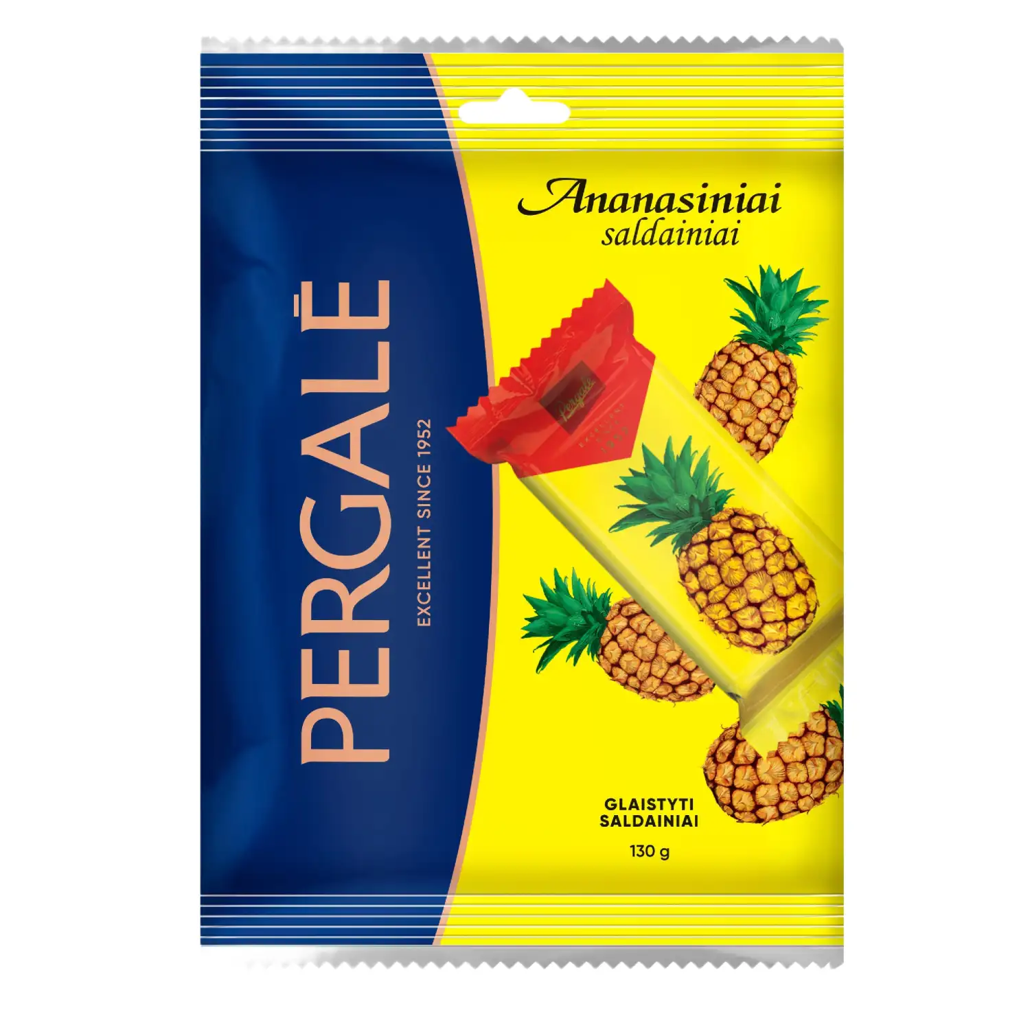 Vafeļu konfektes Pergale Ananasiniai 130g
