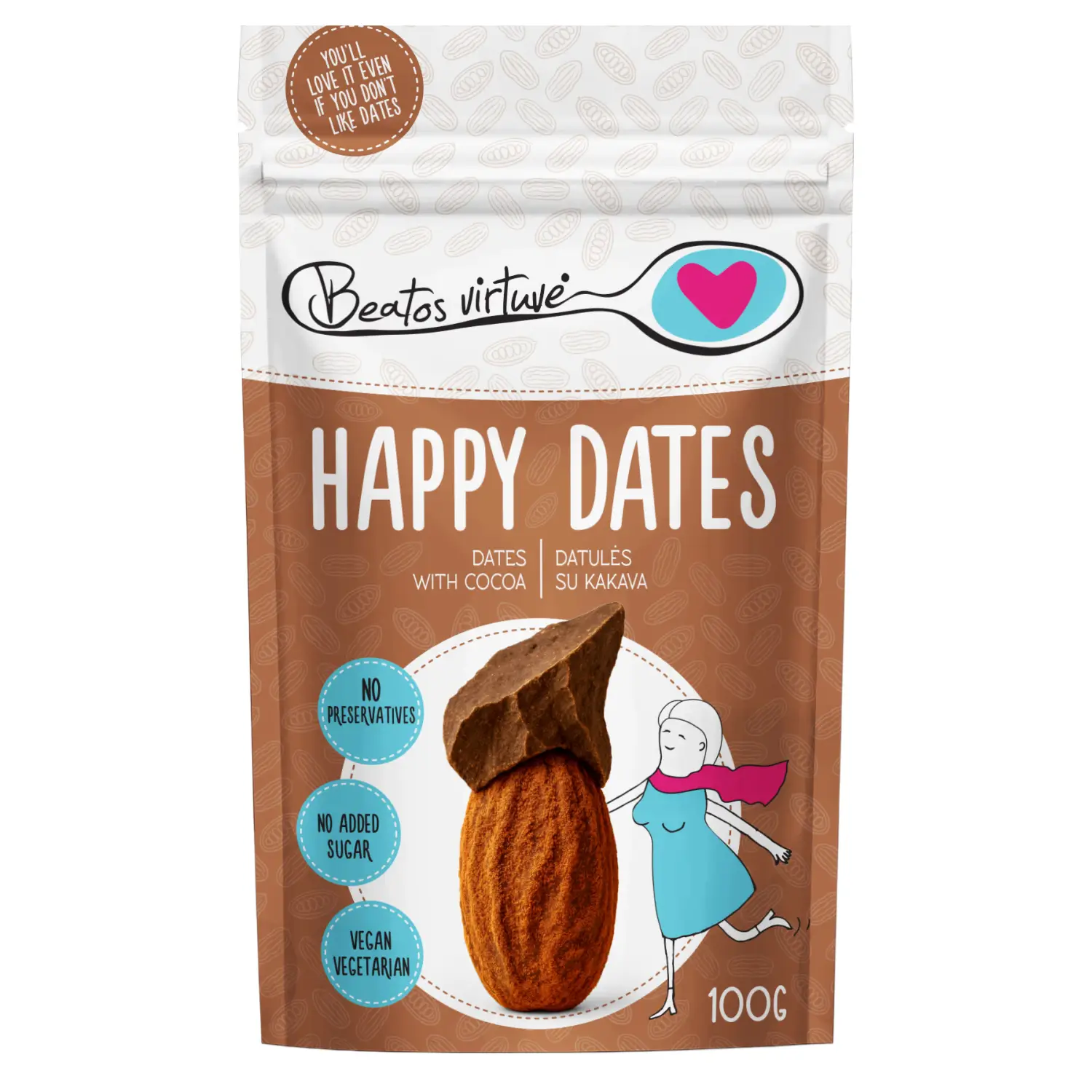 Datulės su kakava BEATOS VIRTUVĖ, 100 g