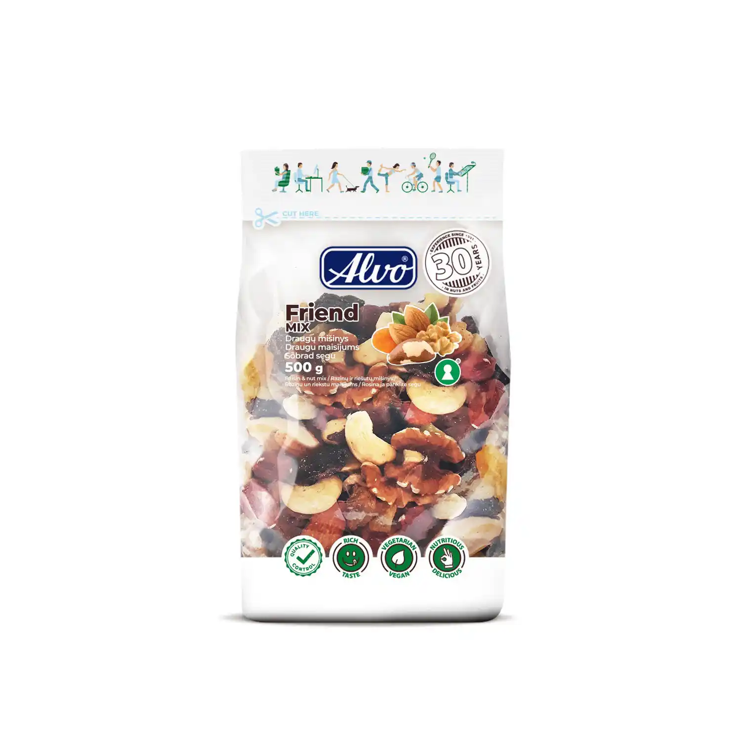 Puuvilja- ja pähklisegu Alvo Sõbrad 500g